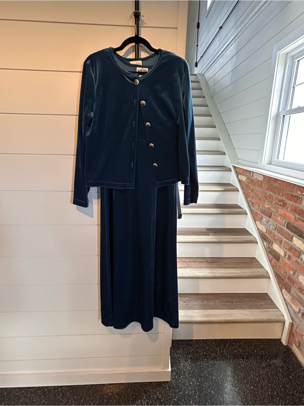 Vtg DVF Velvet Button-Up Two-Piece Set